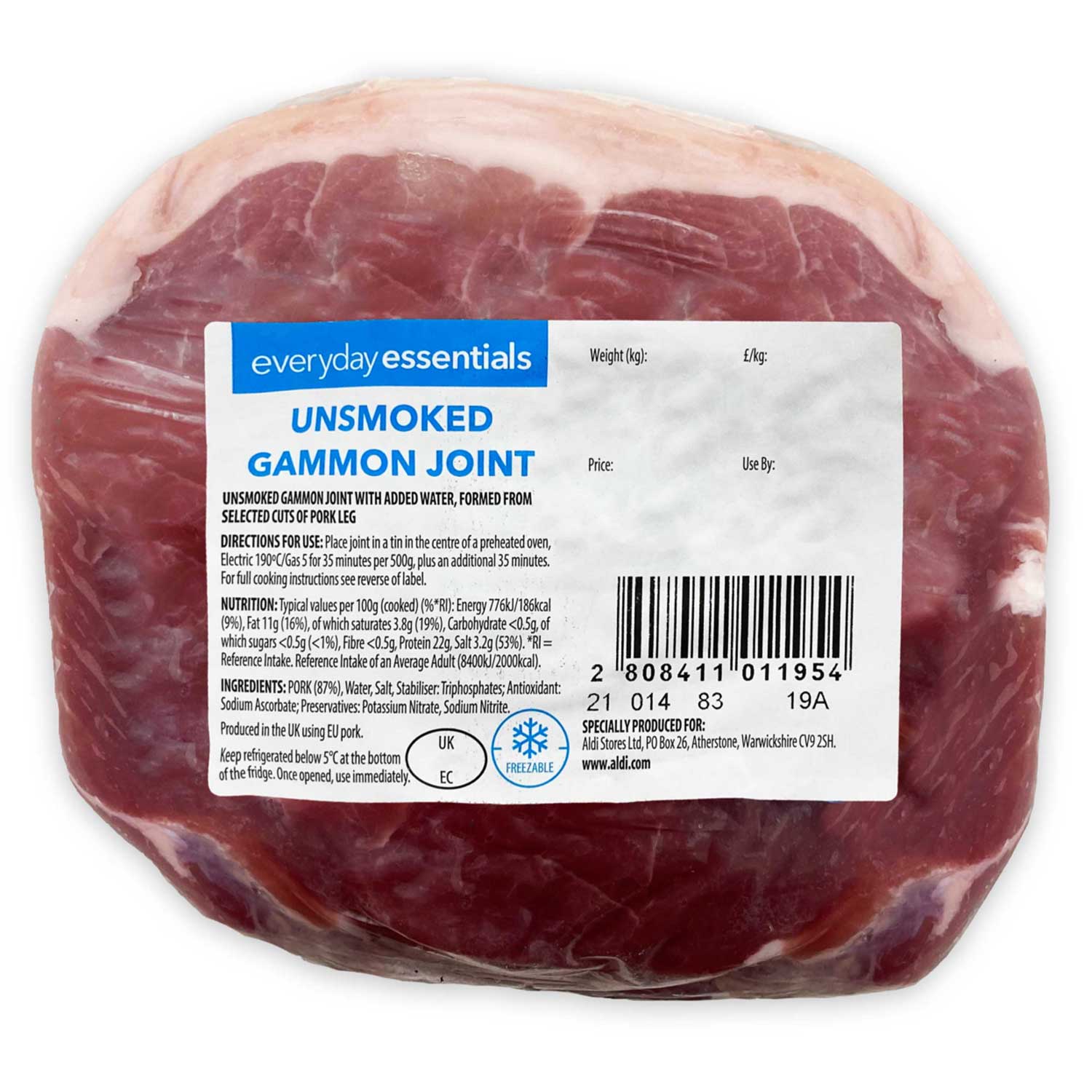 Everyday Essentials Unsmoked Gammon Joint Typically 1kg