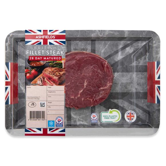 Ashfields 28 Day Matured British Fillet Steak Typically 0.175kg