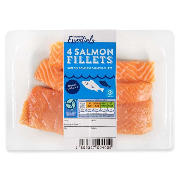 Everyday Essential Boneless Salmon Fillets Typically 0.4kg