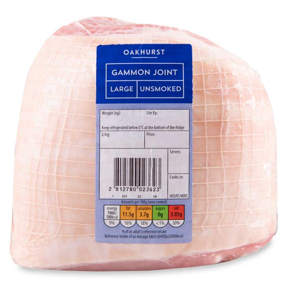 Oakhurst Large Unsmoked Gammon Joint Typically 2kg