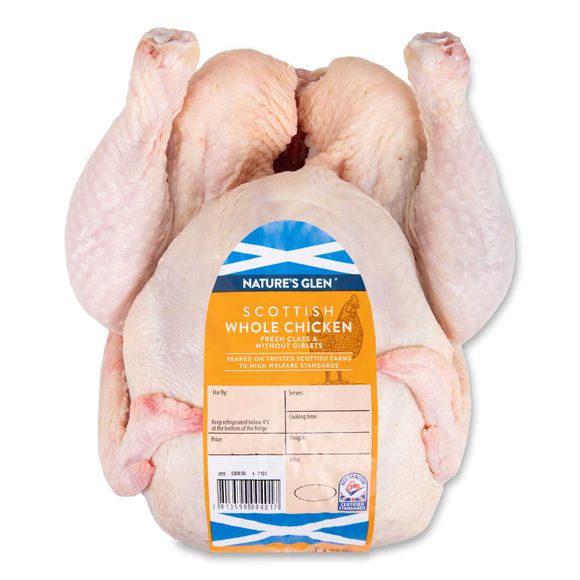 Nature's Glen Scottish Whole Chicken Fresh Class A Without Giblets Typically 1.5kg