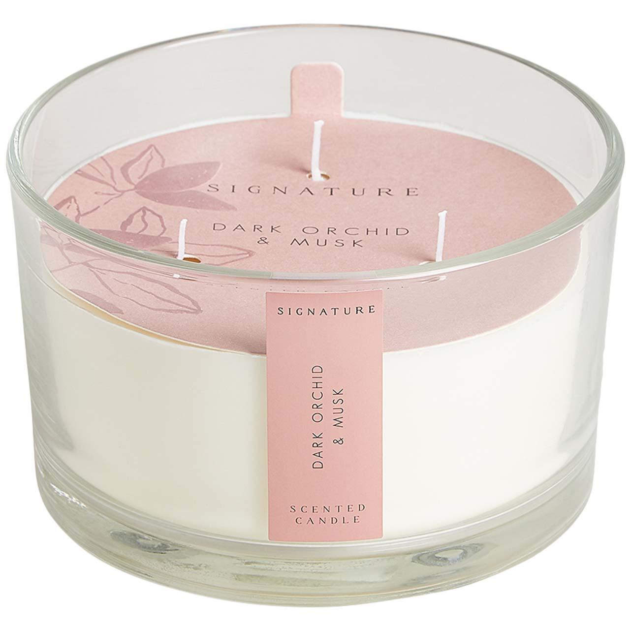 M&S Signature Dark Orchid & Musk 3 Wick Candle Pink Mix