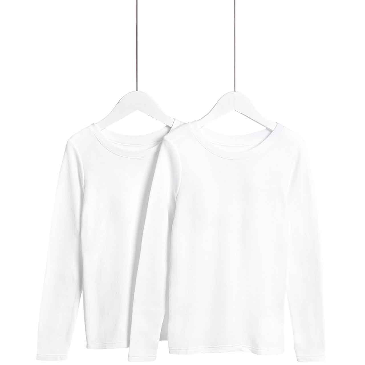 M&S Thermal Top, 7-8 Years, White, 2 Pack 