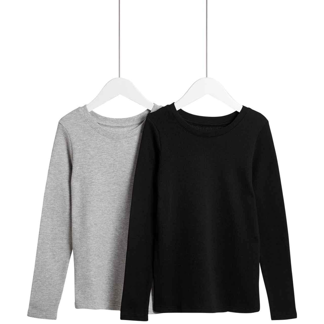 M&S Thermal Top, 6-7 Years, Grey, 2 Pack