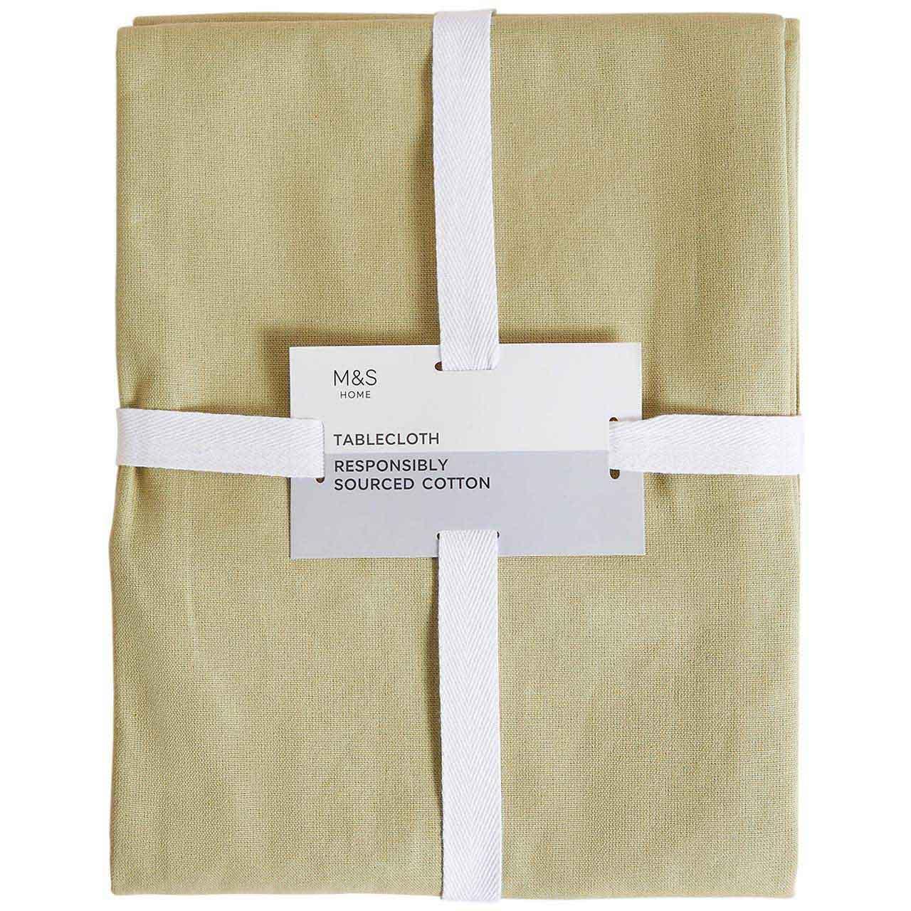 M&S Washable Pure Cotton Tablecloth, Green