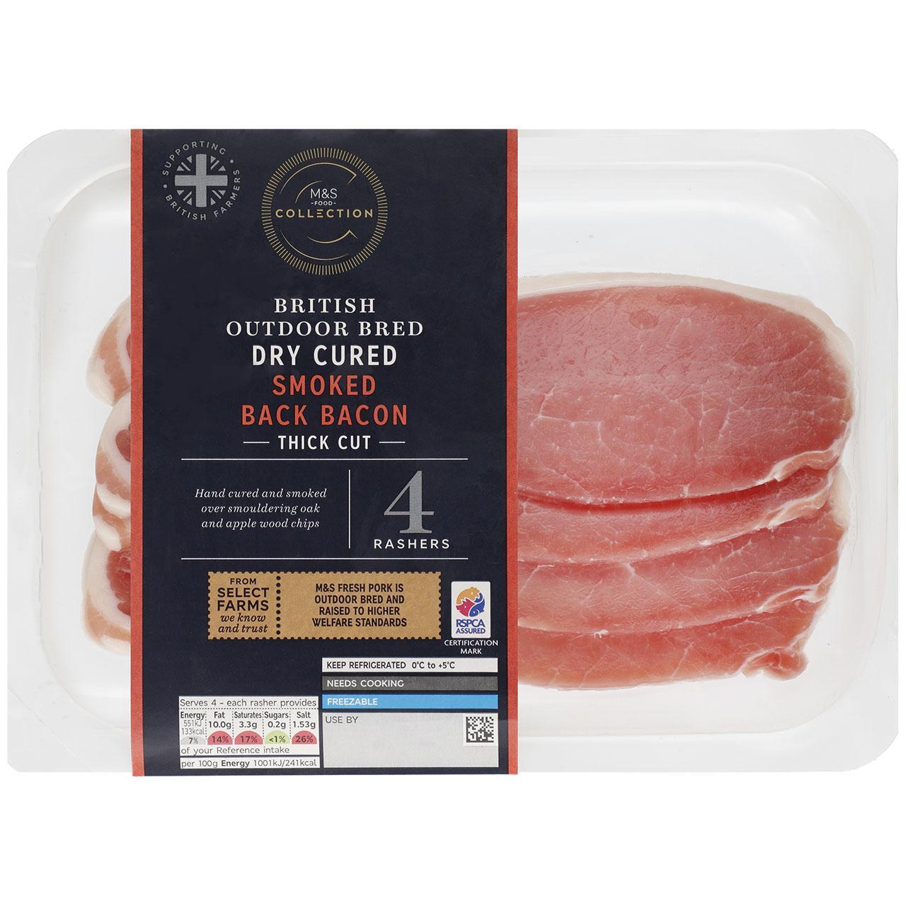 M&S Select Farms British Outdoor Bred Dry Cure Thick Cut Smoked Back Bacon