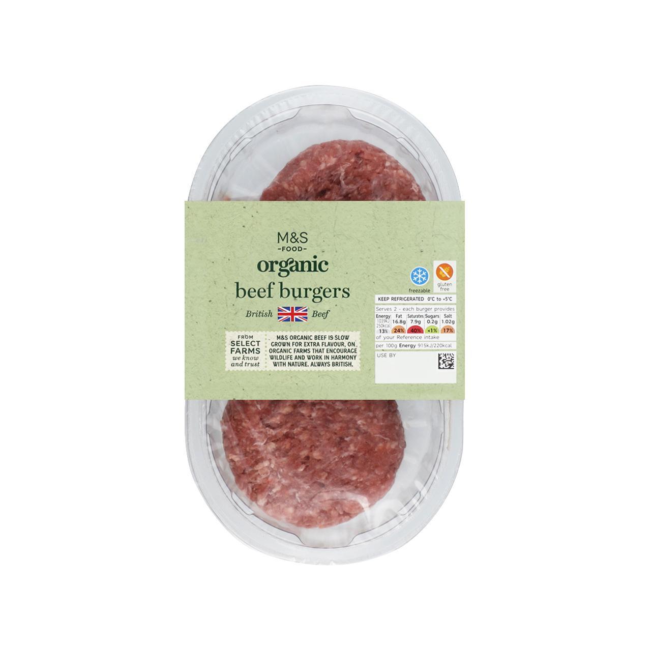 M&S Organic 2 British Beef Burgers