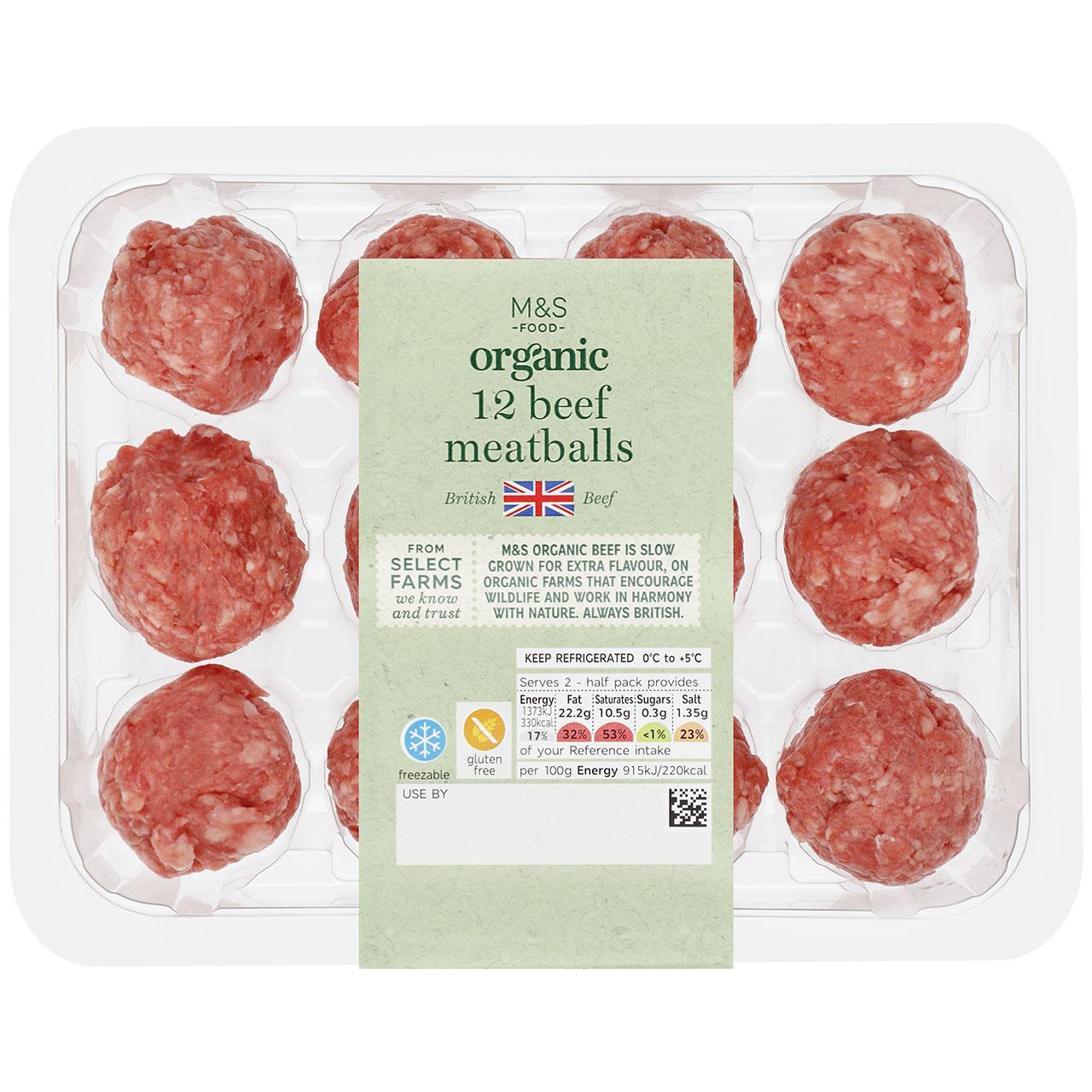 M&S Organic British 12 Beef Meatballs