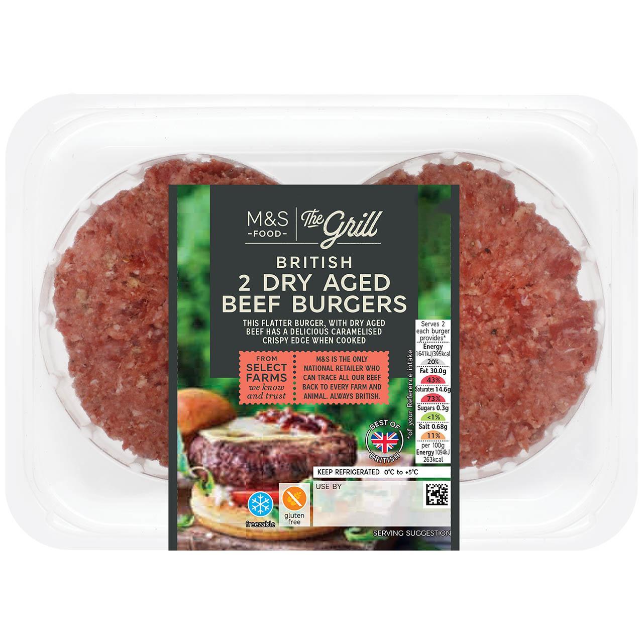 M&S British 2 Dry Aged Beef Burgers