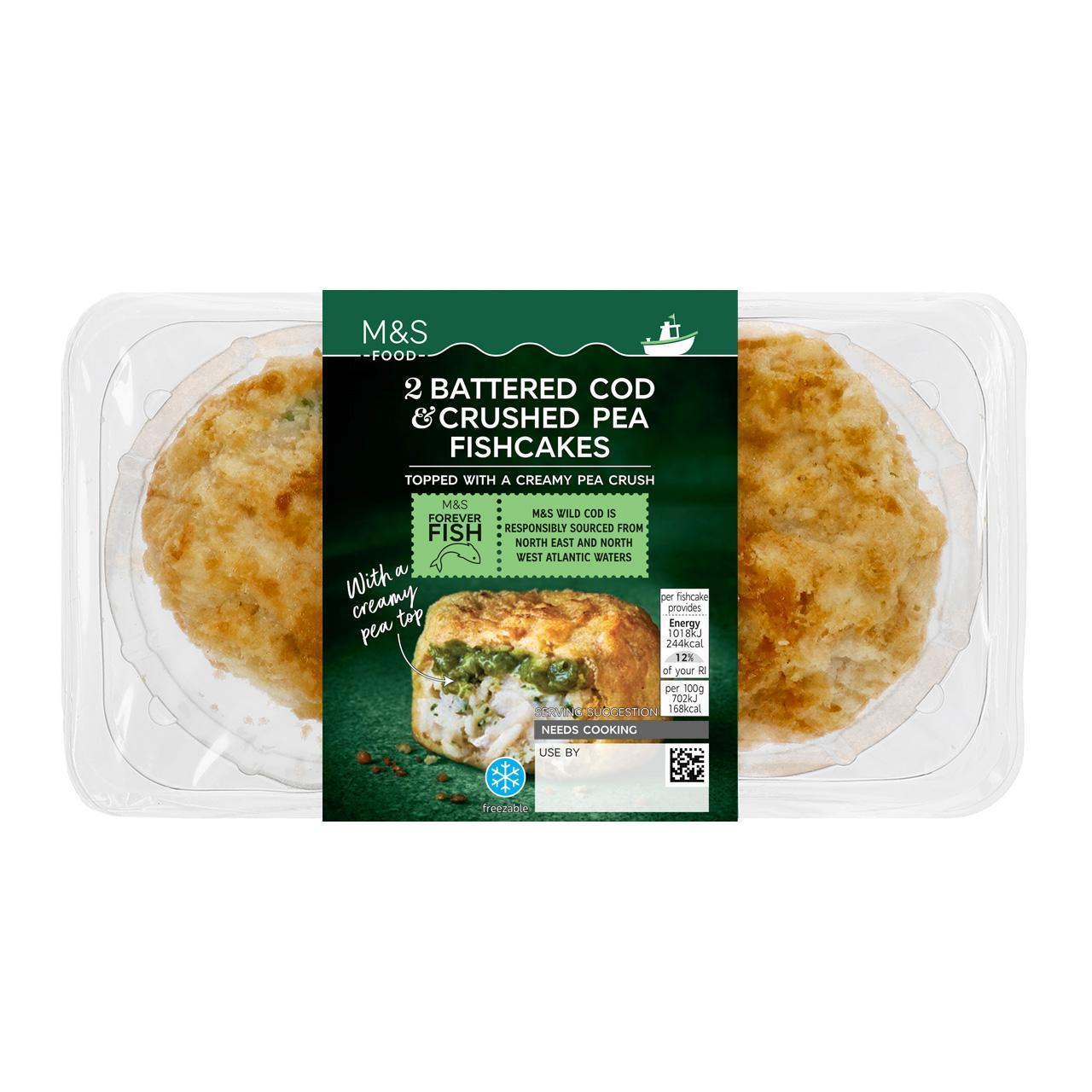 M&S 2 Battered Cod & Crushed Pea Fishcakes