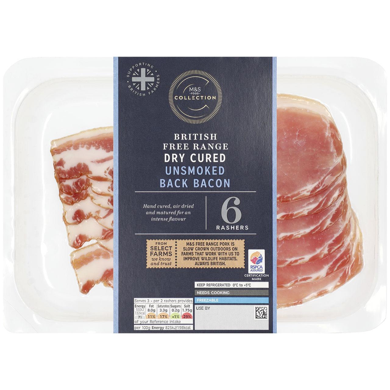 M&S Select Farms British Free Range Unsmoked Back Bacon