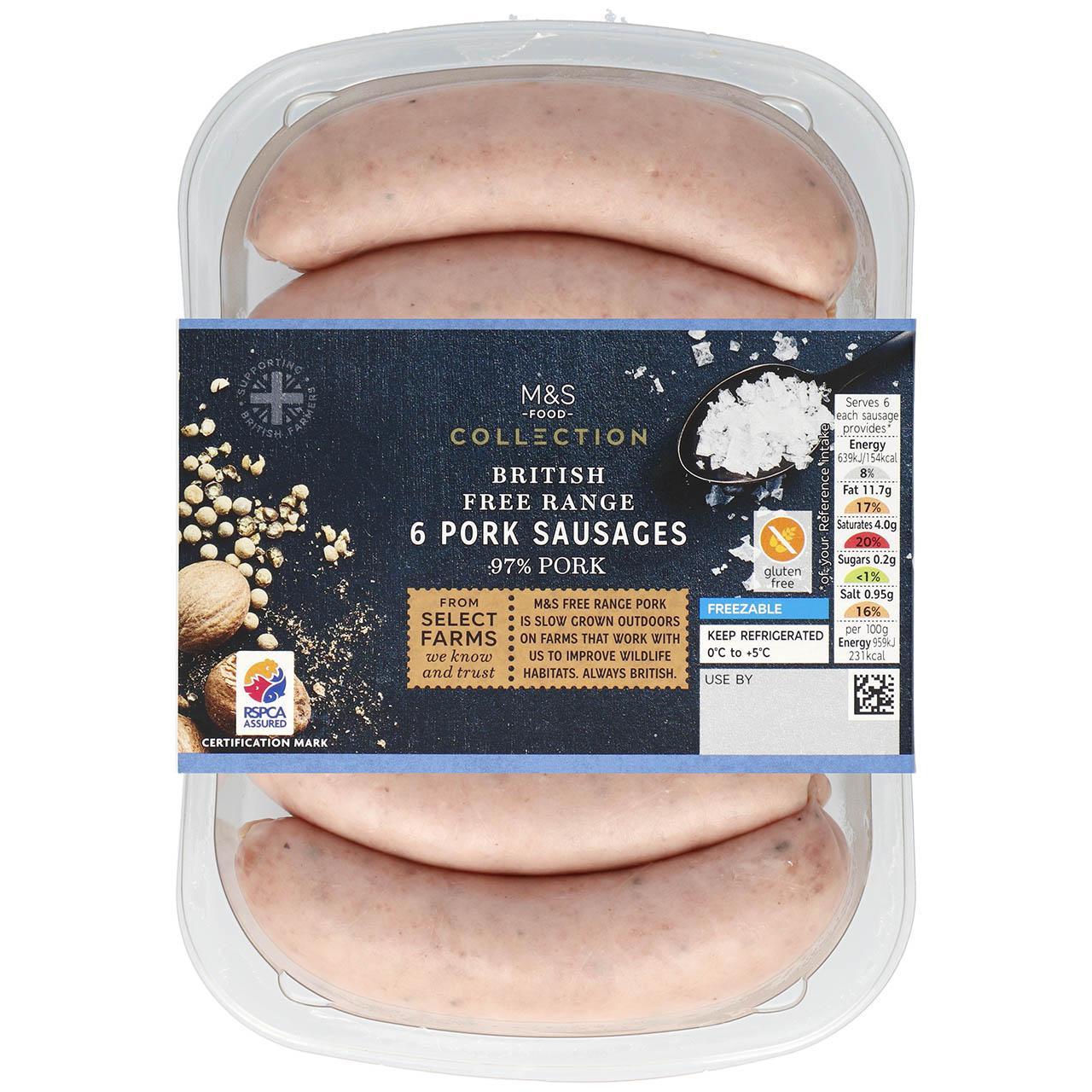 M&S Select Farms British 6 Free Range Pork Sausages