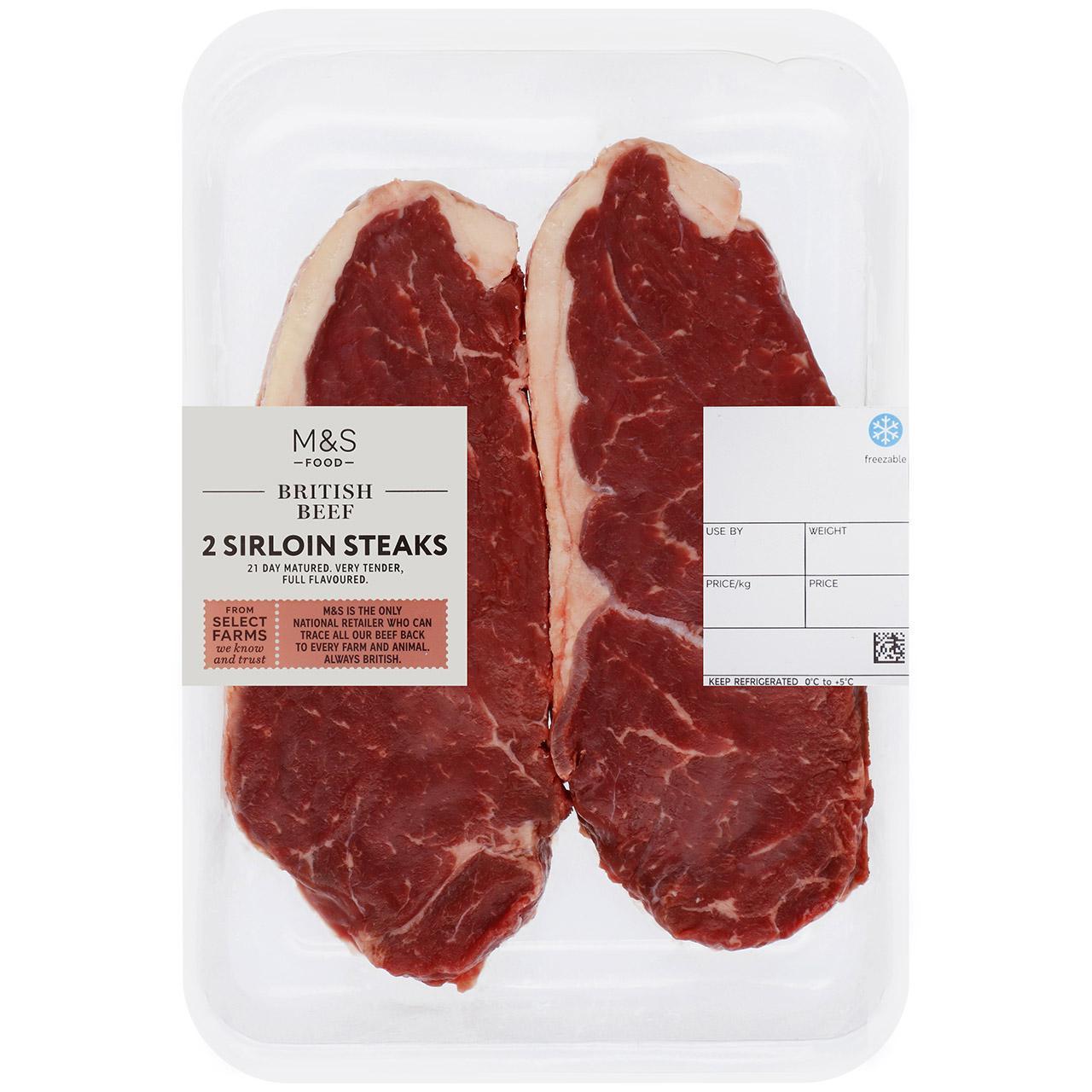 M&S British 2 Sirloin Steaks