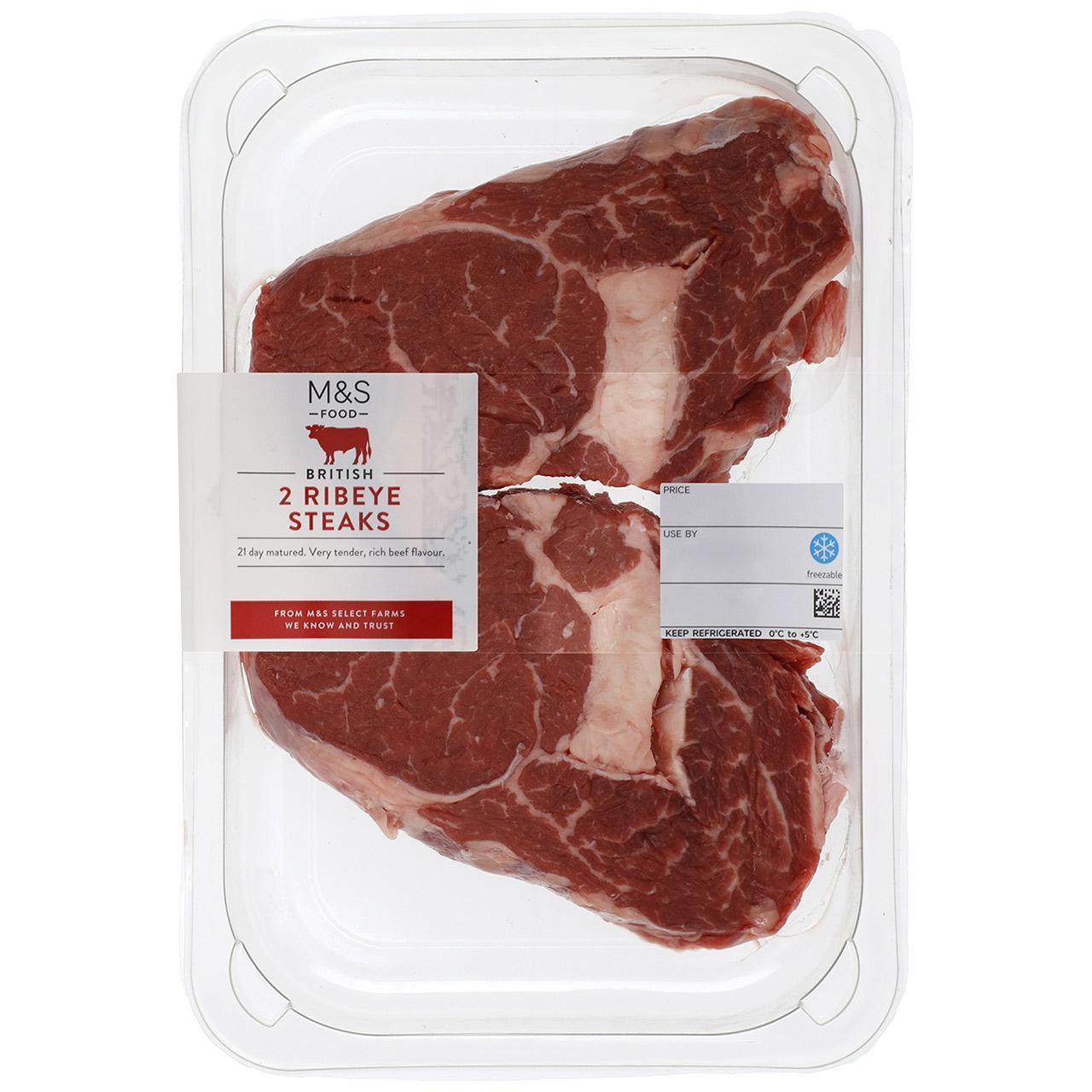 M&S 2 British Ribeye Steaks