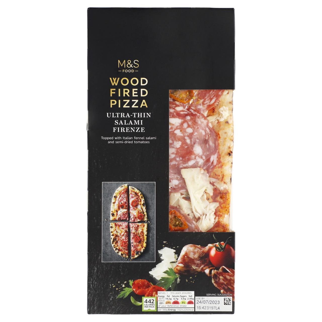 M&S Ultra Thin Wood Fired Pizza with Salami Firenze