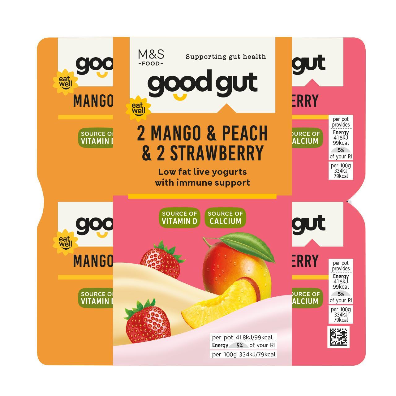 M&S Gut Health Mango & Peach & Strawberry Yogurt 