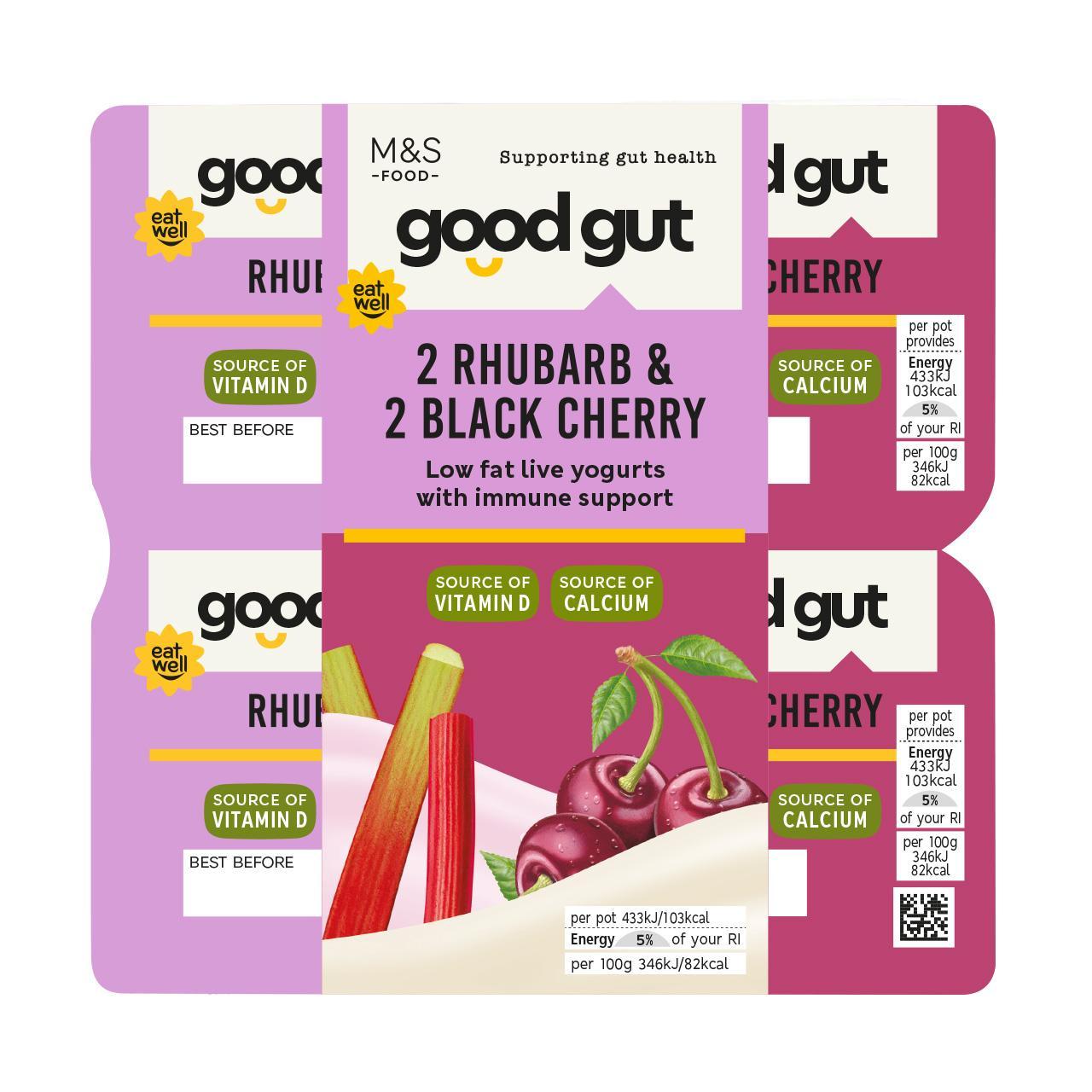 M&S Gut Health Rhubarb & Cherry Live Yogurt 