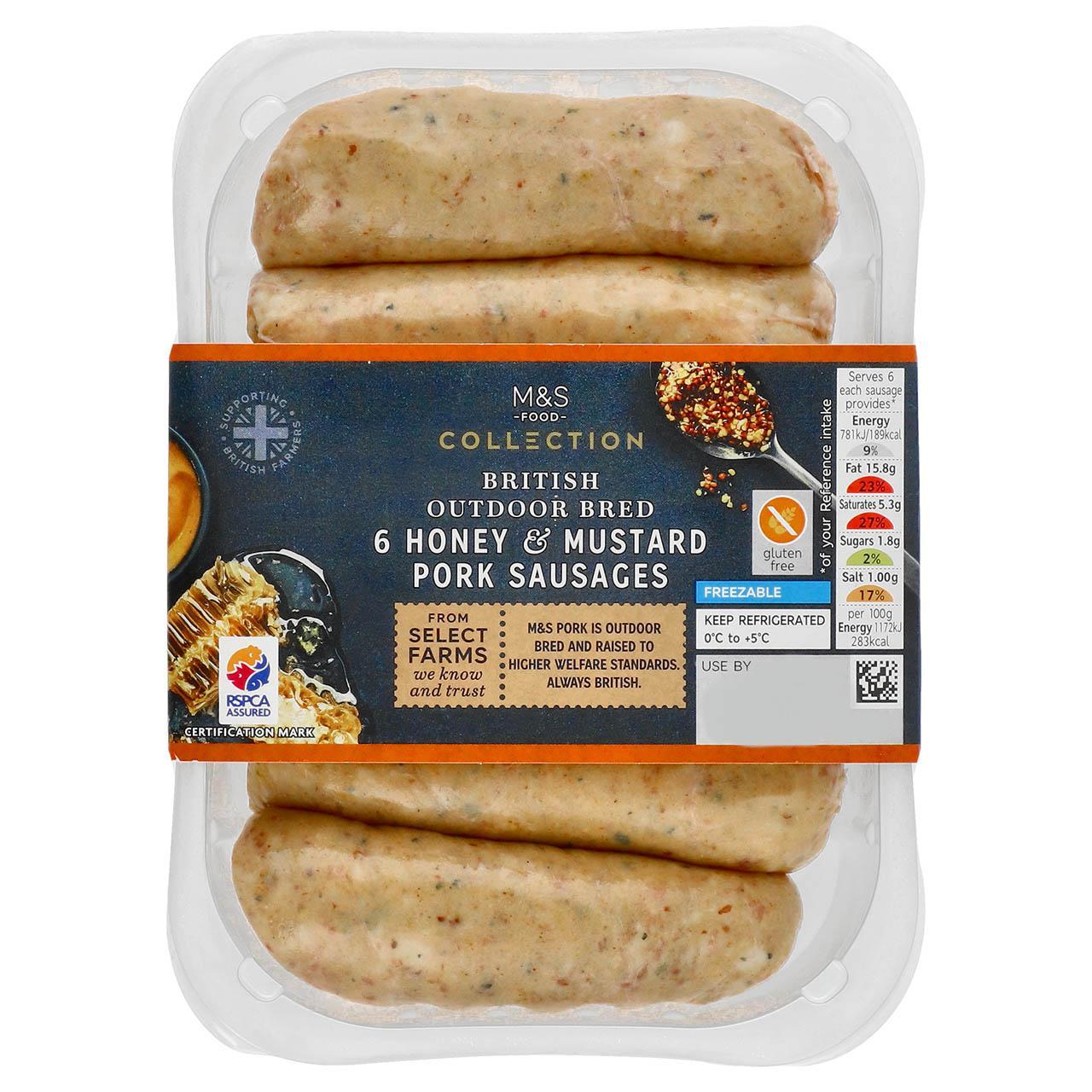 M&S Collection 6 Honey & Mustard Pork Sausages