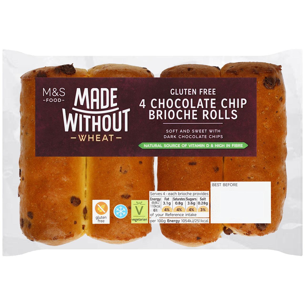 M&S Made Without 4 Chocolate Chip Brioche Rolls