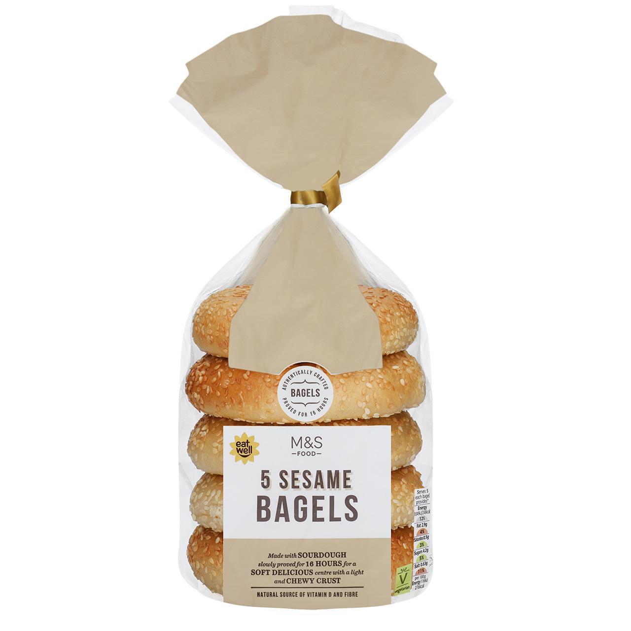 M&S 5 Sesame Sourdough Bagels