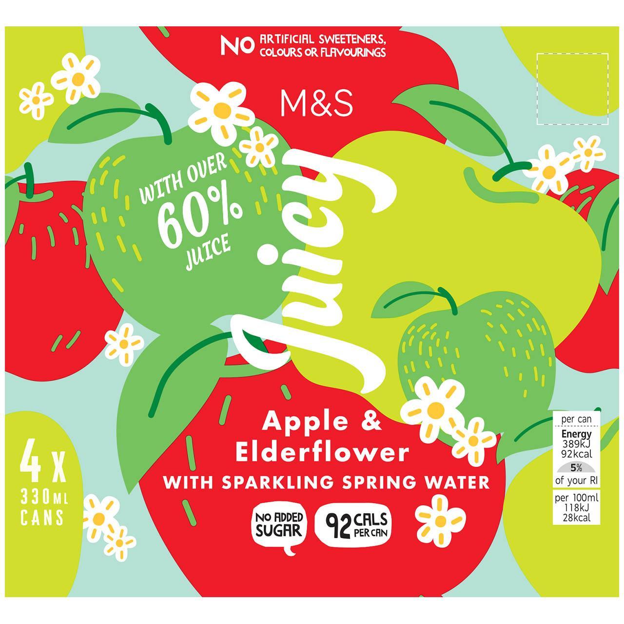 M&S Juicy Sparkling Apple & Elderflower Water