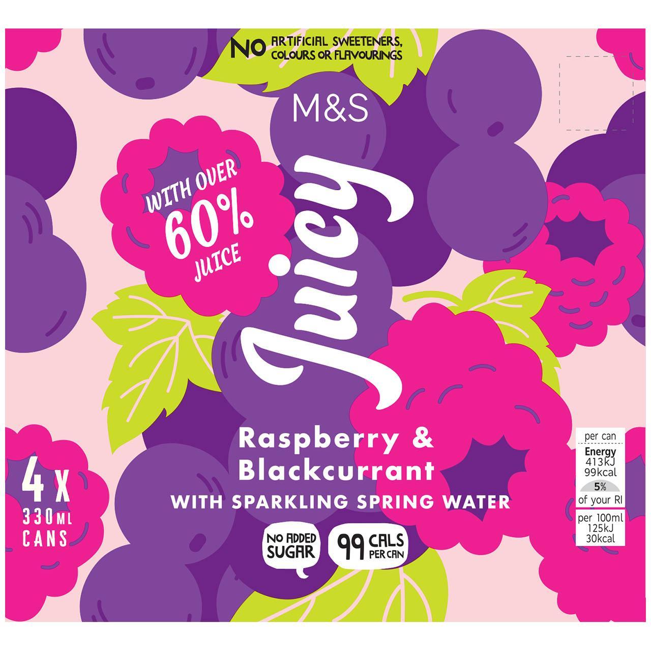 M&S Juicy Sparkling Raspberry & Blackcurrant Water