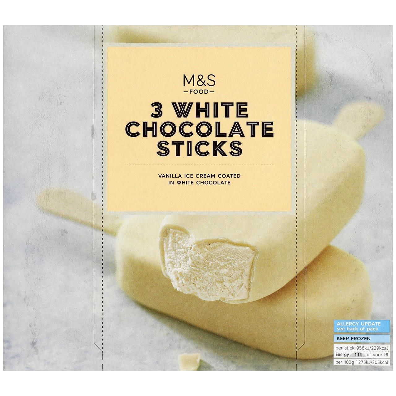 M&S 3 White Chocolate Sticks Ice Cream