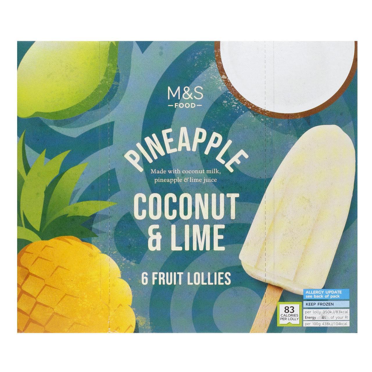 M&S 6 Pineapple, Coconut & Lime Ice Lollies