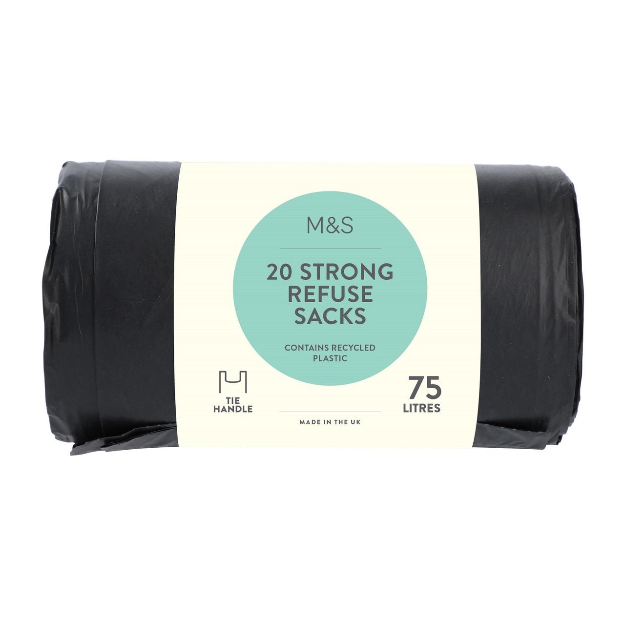 M&S Tie Handle Strong Refuse Sacks 75L