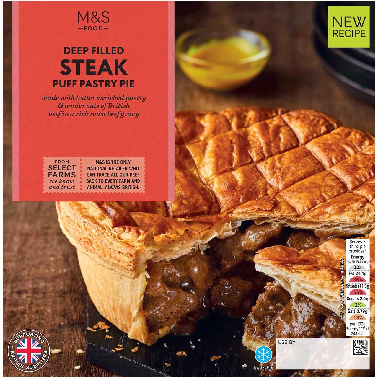 M&S Deep Filled Steak Puff Pastry Pie