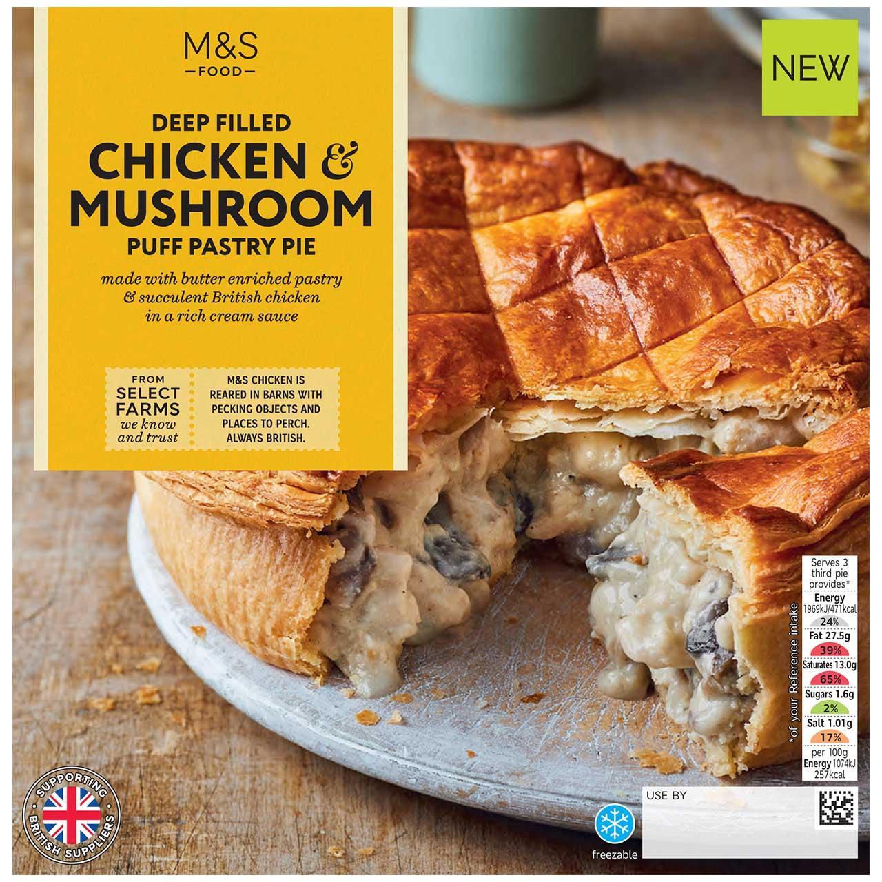 M&S Deep Filled Chicken & Mushroom Puff Pastry Pie