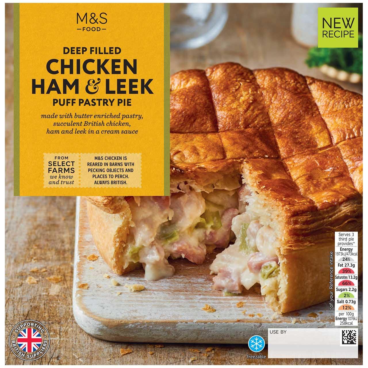 M&S Deep Filled Chicken Ham & Leek Puff Pastry Pie