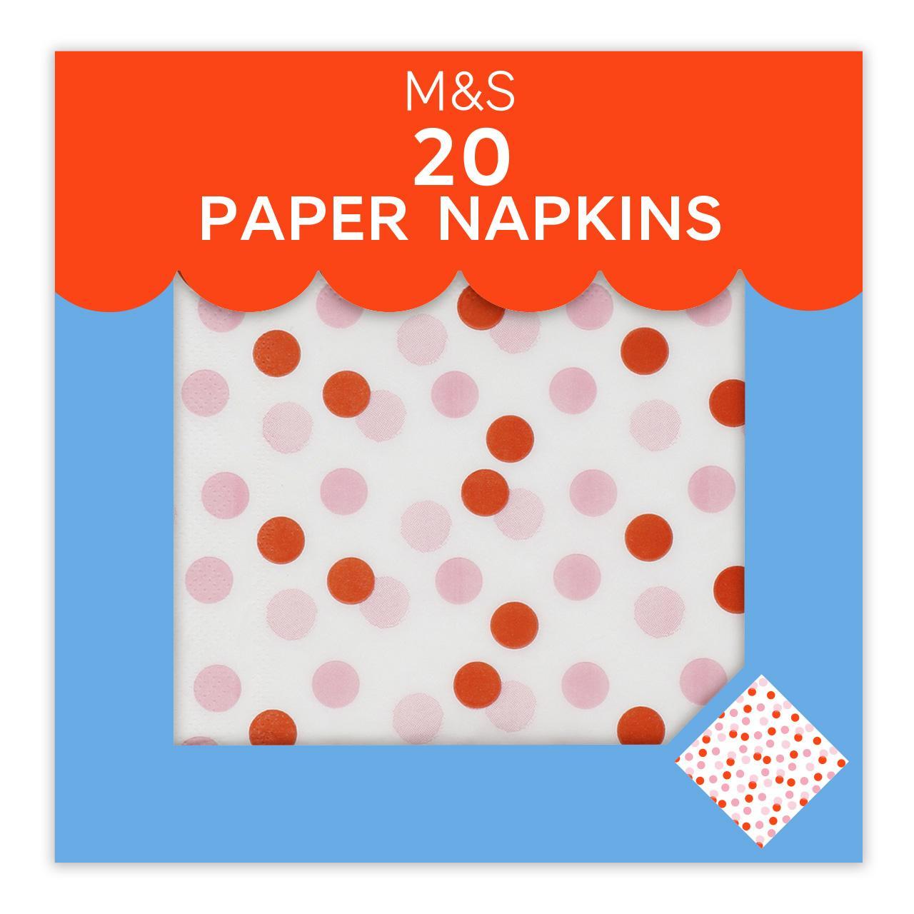 M&S Pink Spotty Paper Napkins