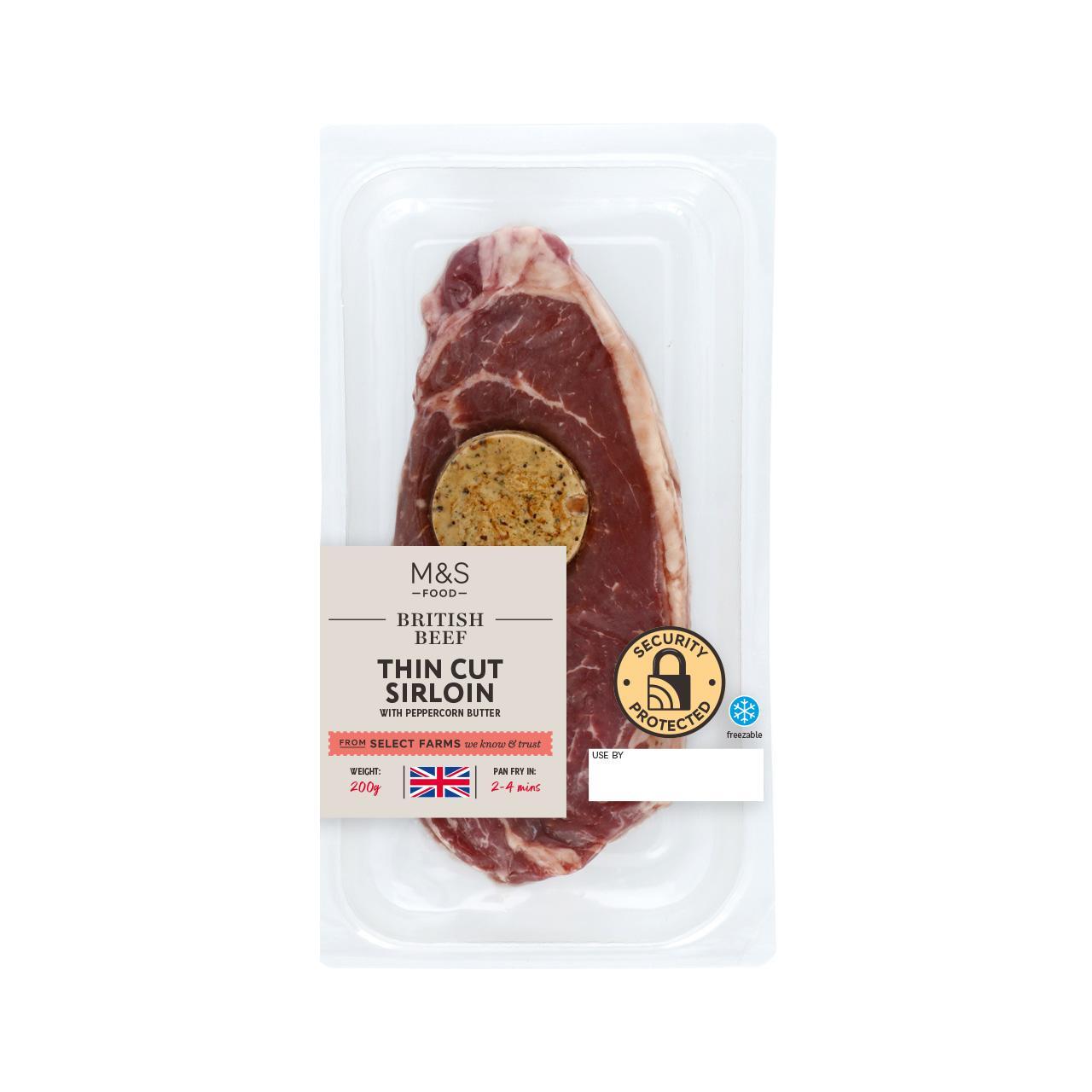 M&S Thin Cut Sirloin with Peppercorn Butter