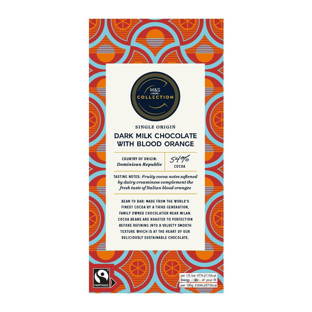 M&S Collection 54% Dark Milk Dominican Republic Chocolate with Blood Orange