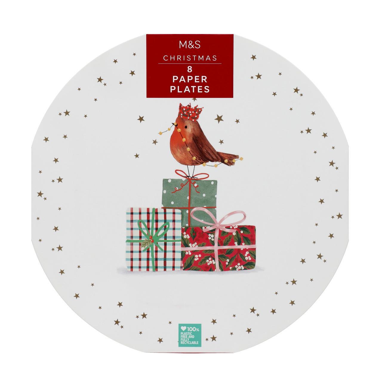 M&S Christmas Robins Paper Plates