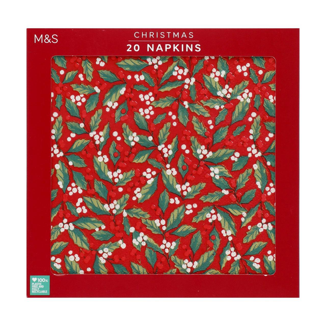 M&S Christmas Holly Napkins