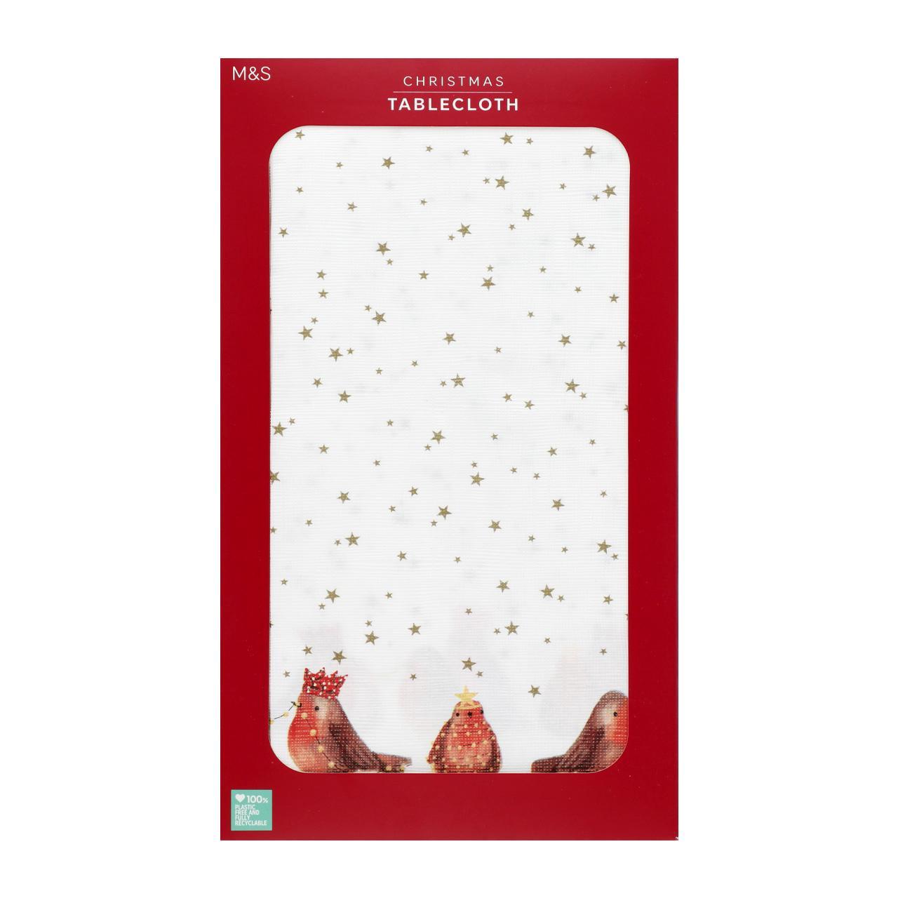 M&S Christmas Robins Tablecloth