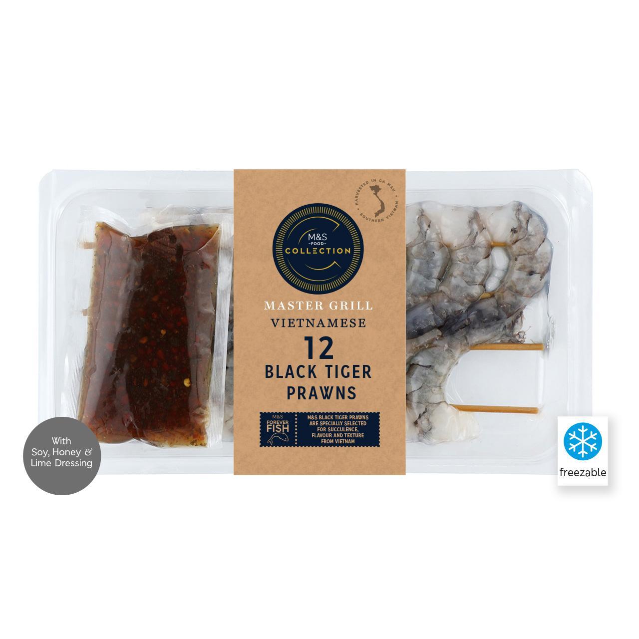 M&S 12 Vietnamese Black Tiger Prawns