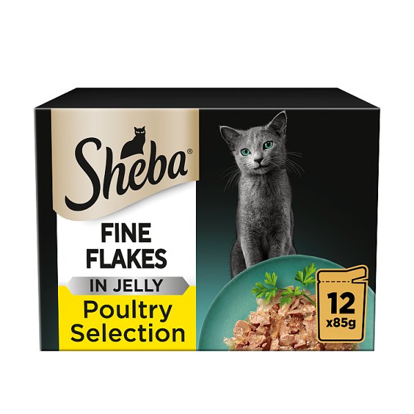 Sheba Fine Flakes Cat Food Pouches Poultry In Jelly 12 x 85g