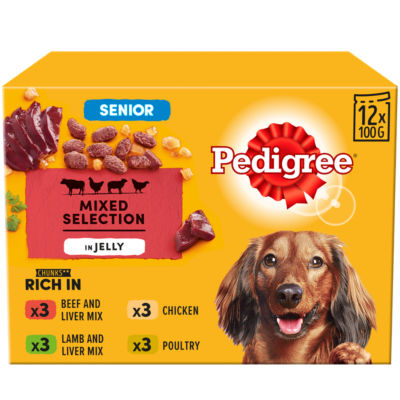 Pedigree Senior Wet Dog Food Pouches Mixed in Jelly