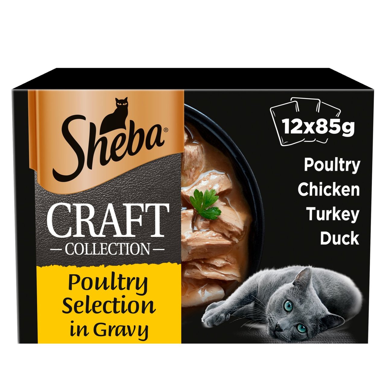 Sheba Craft Adult 1+ Wet Cat Food Pouches Mixed Poultry Gravy 