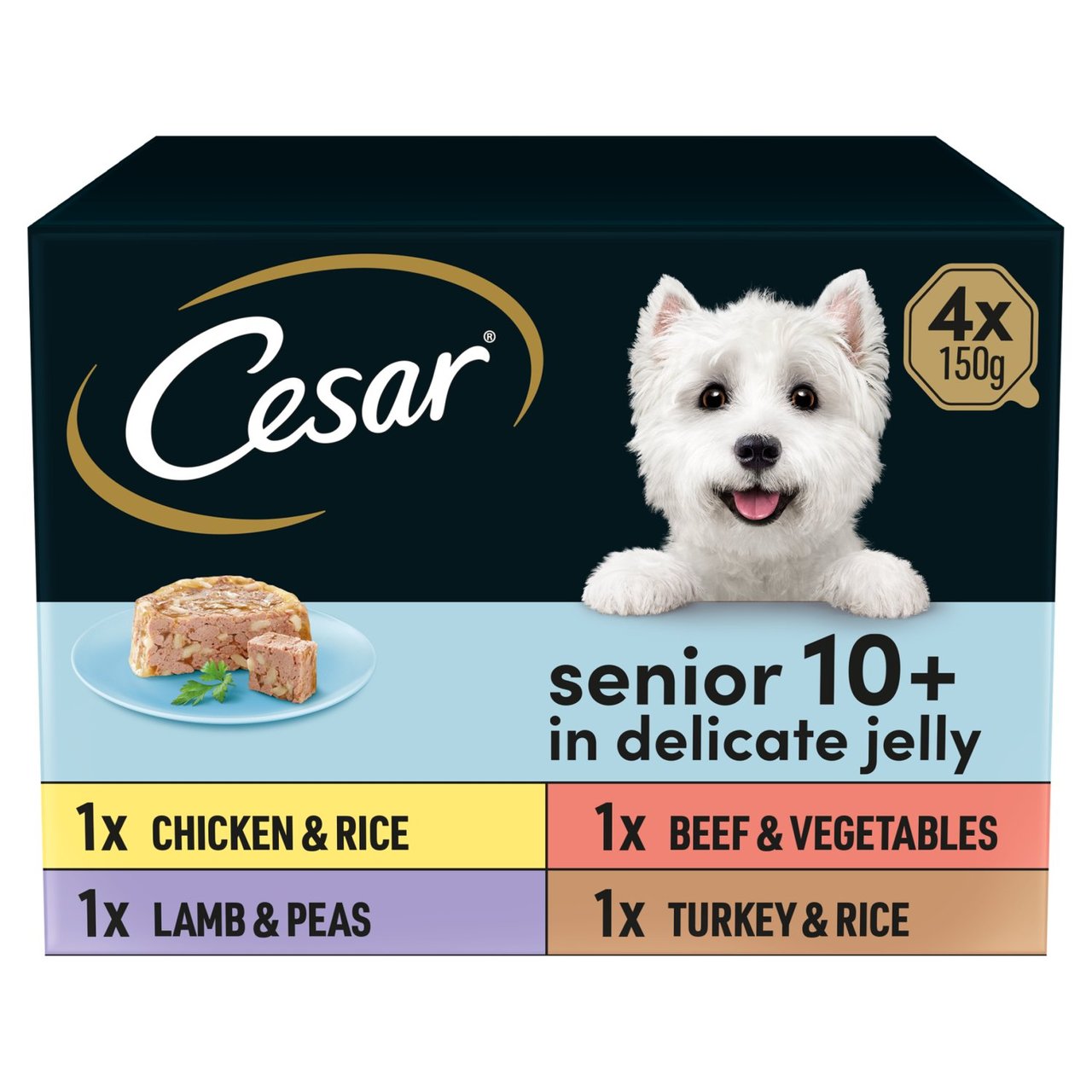 Cesar Senior Wet Dog Food Trays Meat in Delicate Jelly 