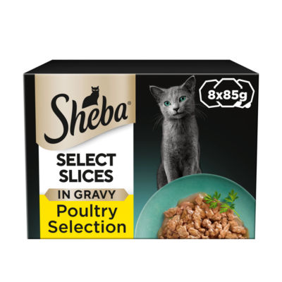 Sheba Select Slices Cat Food Tray Mixed Poultry Collection in Gravy 8 Pack