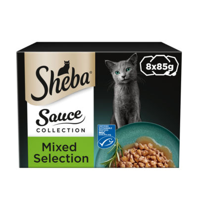 Sheba Sauce Lover Cat Food Trays Mixed Collection in Gravy 8 x 85g