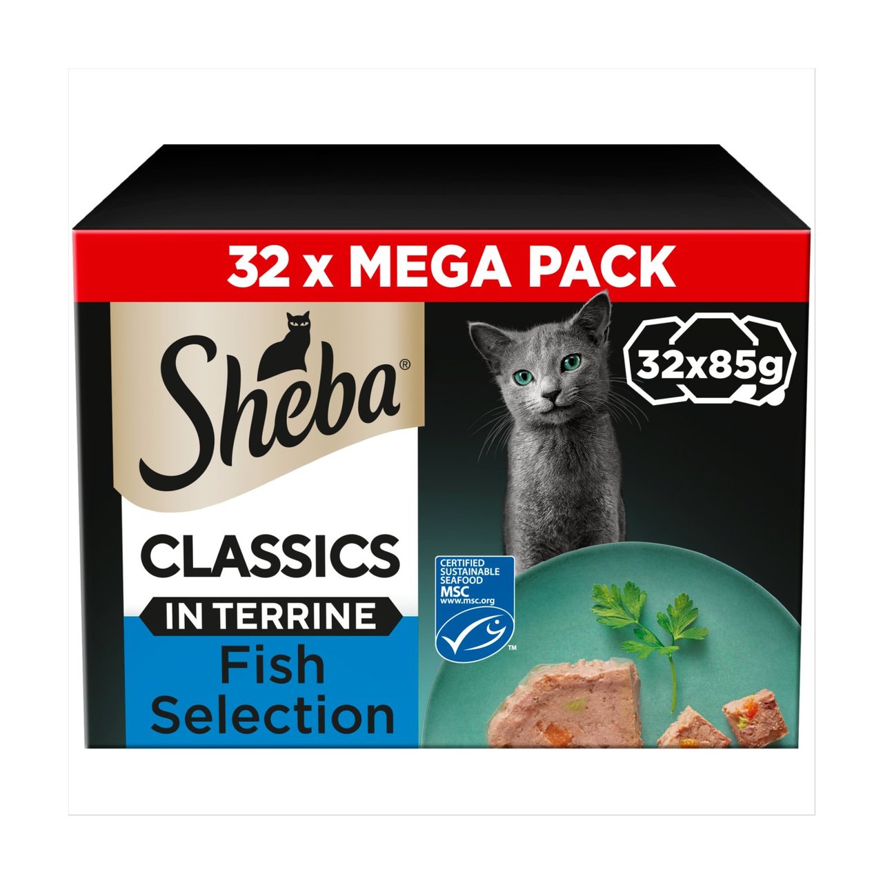 Sheba Fine Flakes Cat Food Pouches Fish In Jelly Mega Pack 40 x