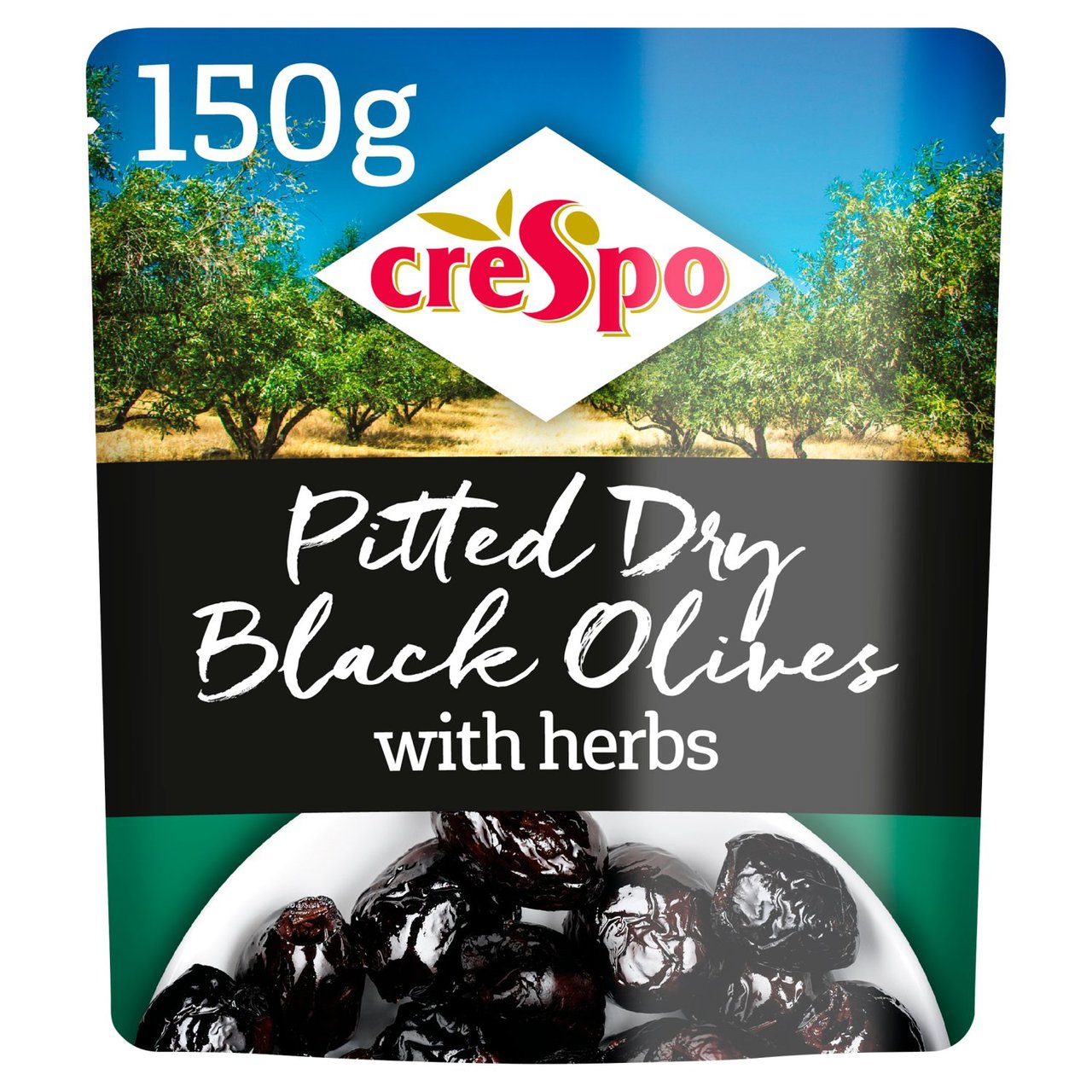 Crespo Dry Black Olives with Herbs