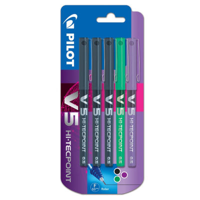 Pilot V5 5 Pack Assorted Rollerball Pens