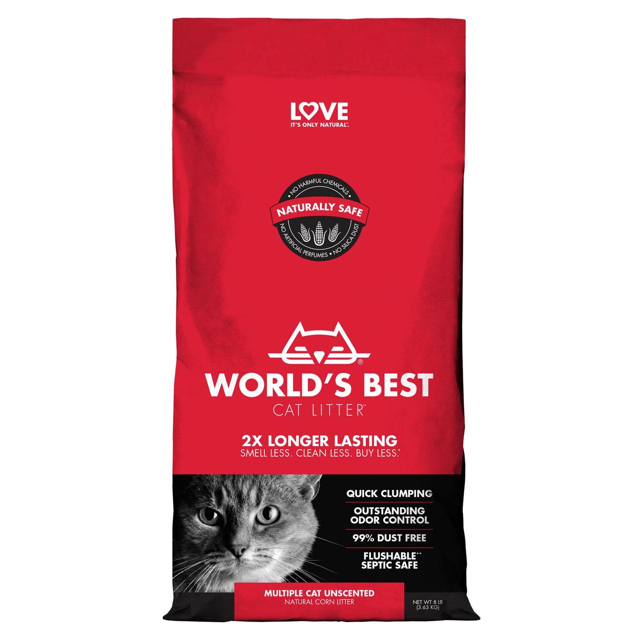 World's Best Multiple Cat Unscented Clumping Cat Litter