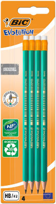 BIC Evolution Wood Free Graphite Pencils HB Pack of 4